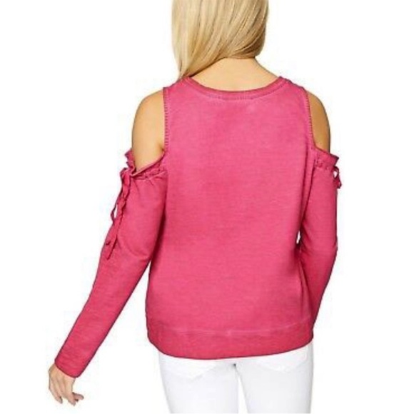 Sanctuary Parkside Cold Shoulder Camellia Sweatshirt in Pink Women's Size S - Picture 2 of 14
